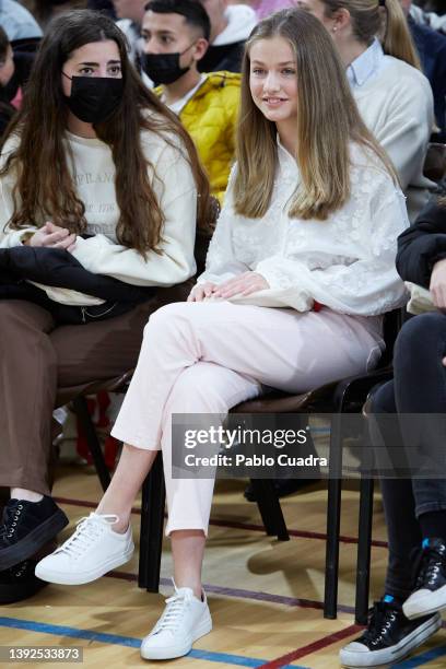 Crown Princess Leonor of Spain attends a conference on Youth and Cybersecurity "Enjoy The Internet safely" organized by the National Institute of...