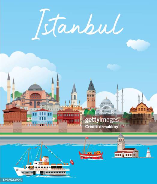 stockillustraties, clipart, cartoons en iconen met i̇stanbul symbols - moskee toerisme