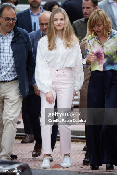 Crown Princess Leonor of Spain attends a conference on Youth and Cybersecurity "Enjoy The Internet safely" organized by the National Institute of...
