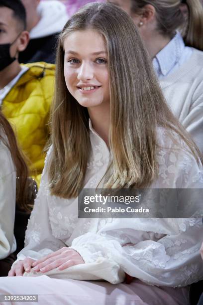 Crown Princess Leonor of Spain attends a conference on Youth and Cybersecurity "Enjoy The Internet safely" organized by the National Institute of...