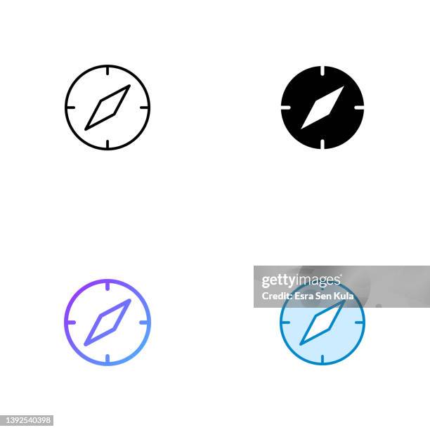compass icon design in four style with editable stroke. line, solid, flat line and color gradient line. suitable for web page, mobile app, ui, ux and gui design. - compass white background stock illustrations