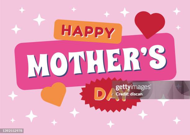 ilustrações de stock, clip art, desenhos animados e ícones de happy mother's day card with stickers. - dia da mãe