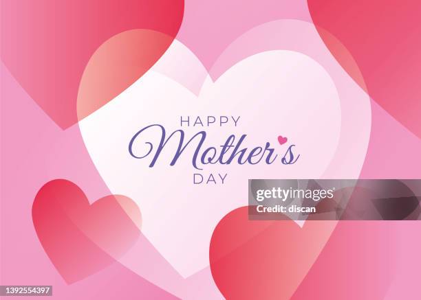 ilustrações de stock, clip art, desenhos animados e ícones de mother's day greetings card with abstract hearts. happy mother's day. - mothers day text art