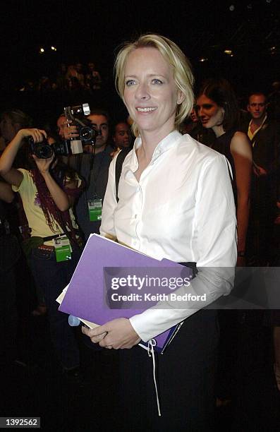 Allure magazine editor Linda Wells arrives for the Michael Kors Spring/Summer 2003 Collection at the Theater in Bryant Park during the Mercedes-Benz...