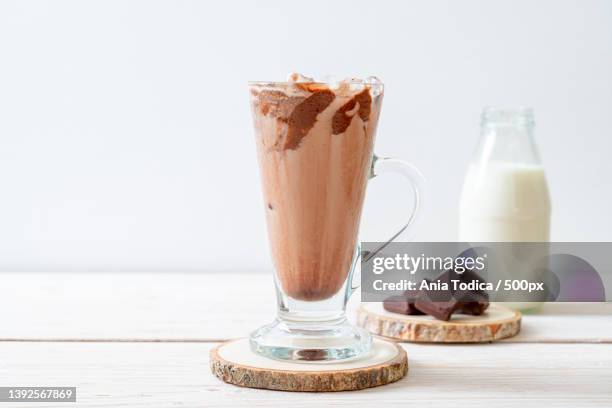 iced chocolate milkshake drink - dessert coffee drink stock pictures, royalty-free photos & images