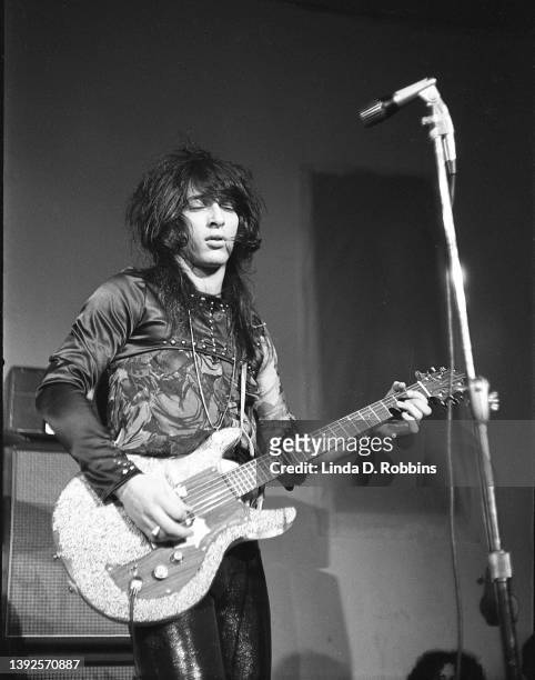 Johnny Thunders of the New York Dolls onstage at the Circus in New York's East Village, May 1973. On May 25, 26 and 27 the band played the venue...