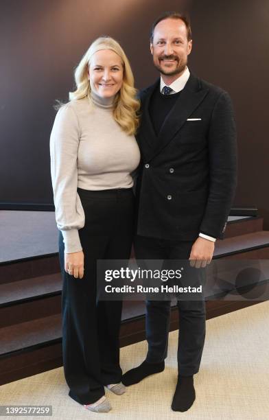 Crown Prince Haakon and Crown Princess Mette-Marit visit the Youth Club on April 20, 2022 in Longyearbyen, Svalbard, Norway. Every year, the Crown...