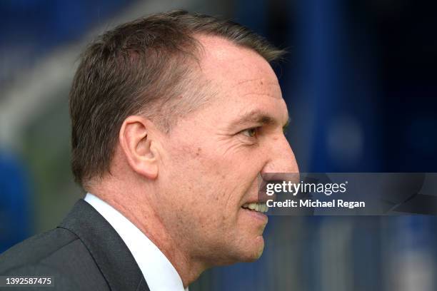 Brendan Rogers, Manager of Leicester City arrives at the stadium prior to the Premier League match between Everton and Leicester City at Goodison...