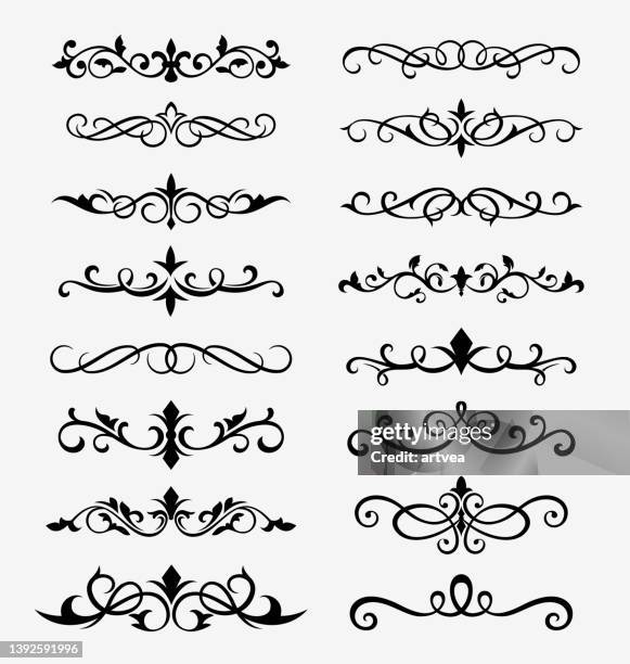 set of decorative elements for design - swirl border stock illustrations