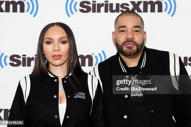 Gia Casey and DJ Envy visit SiriusXM Studio on April 20, 2022 in New York City.