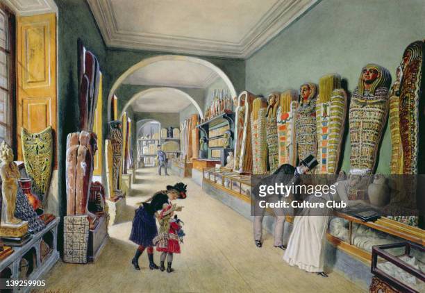 The Corridor and the last Cabinet of the Egyptian Collection in the Ambraser Collection of the Lower Belvedere, 1875