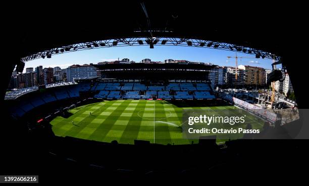 General view inside the stadium prior to the LaLiga Santander match between RC Celta de Vigo and Getafe CF at Abanca-Balaídos on April 20, 2022 in...