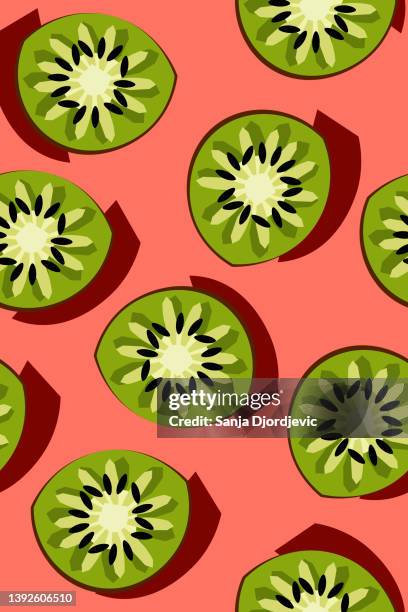 stockillustraties, clipart, cartoons en iconen met kiwi pattern - perzikkleurig