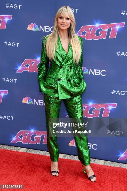 Heidi Klum attends the "America's Got Talent" Season 17 Kick-Off Red Carpet at Pasadena Civic Auditorium on April 20, 2022 in Pasadena, California.