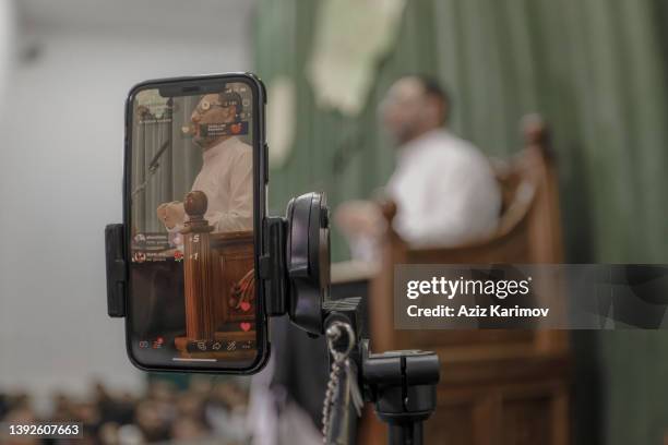 Theologian, Imam-jamaat of the mosque "Meshedi Dadash" Haji Shahin Hasanli Livestream on Facebook for Muslim community during Lailat al-Qadr on April...