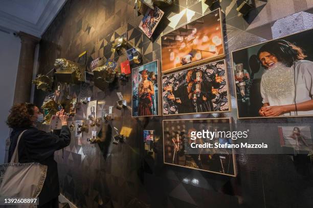 Tourists and locals visit the England Pavilion during the 59th International Art Exhibition on April 20, 2022 in Venice, Italy. The 59th...
