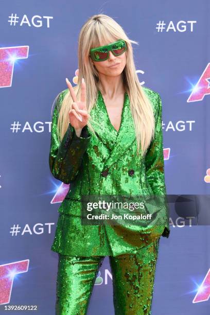 Heidi Klum attends the "America's Got Talent" Season 17 Kick-Off Red Carpet at Pasadena Civic Auditorium on April 20, 2022 in Pasadena, California.