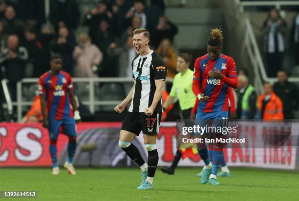 Emil Krafth of Newcastle United celebrates their side's victory after the Premier League match between Newcastle United and Crystal Palace at St....