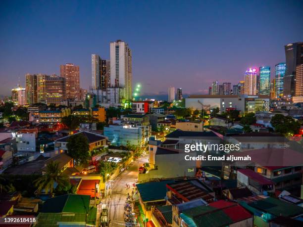night view of the street of kanlaon, view from the balcony of mandaluyong city, philippines - フィリピン ストックフォトと画像