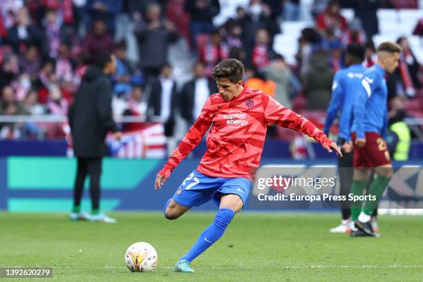 Giuliano Simeone of Atletico de Madrid warms up during the spanish league, La Liga Santander, football match played between Atletico de Madrid and...