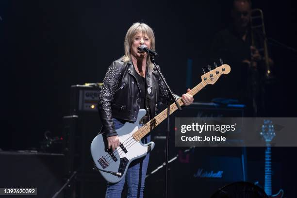 Suzi Quatro performs on stage at the Royal Albert Hall on April 20, 2022 in London, England.