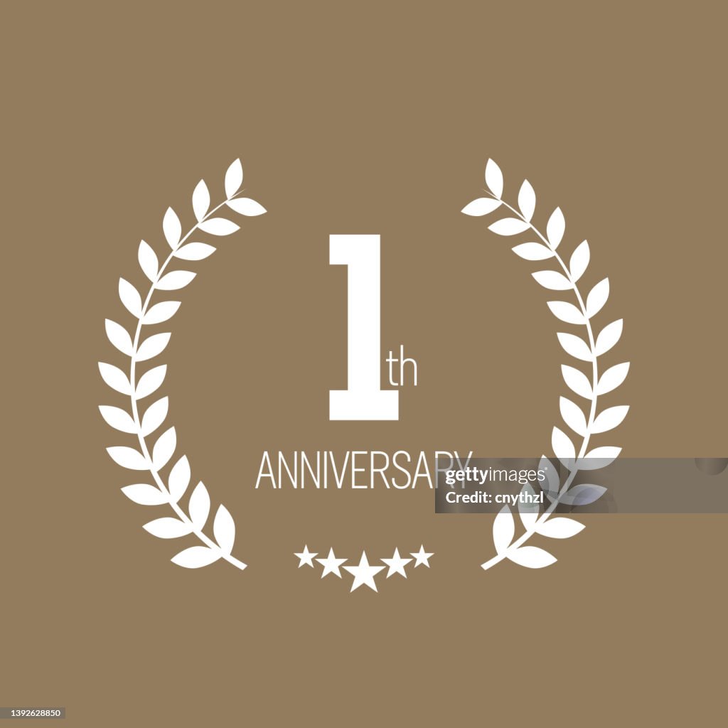 1 Year Anniversary Logo Template. Badge Design Vector Illustration