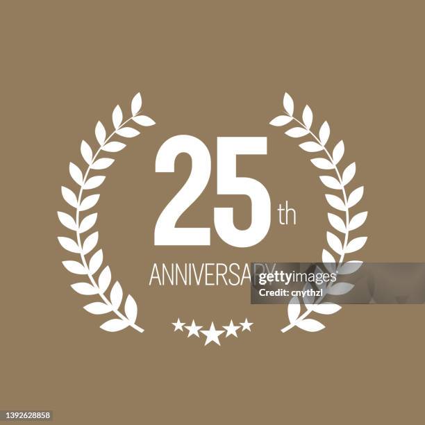 illustrations, cliparts, dessins animés et icônes de modèle de logo d’anniversaire des 25 ans. illustration vectorielle de conception de badge - 25 years logo
