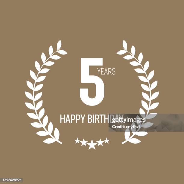 stockillustraties, clipart, cartoons en iconen met 5 years, happy birthday logo template. greeting card template - 5 years