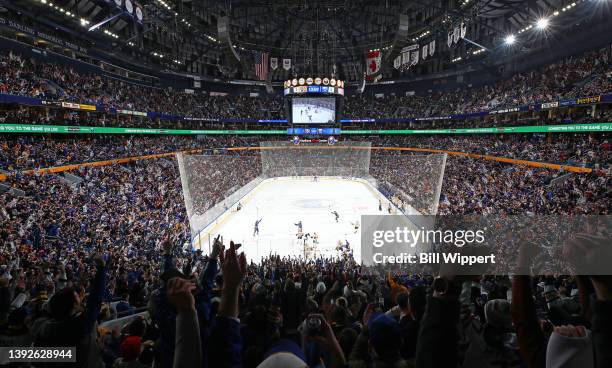 General view of the arena during an NHL game between the Buffalo Sabres and the Nashville Predators on April 1, 2022 at KeyBank Center in Buffalo,...