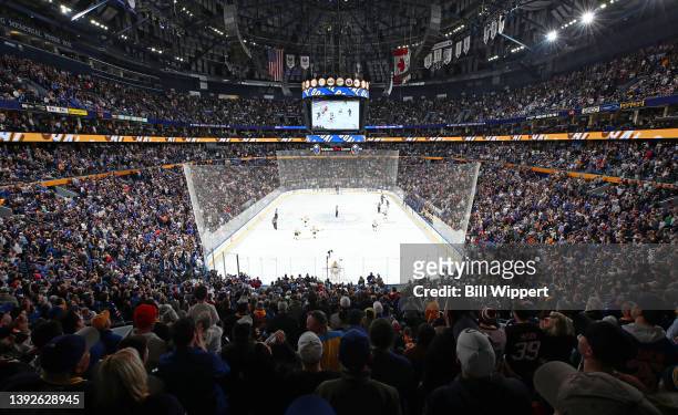 General view of the arena during an NHL game between the Buffalo Sabres and the Nashville Predators on April 1, 2022 at KeyBank Center in Buffalo,...