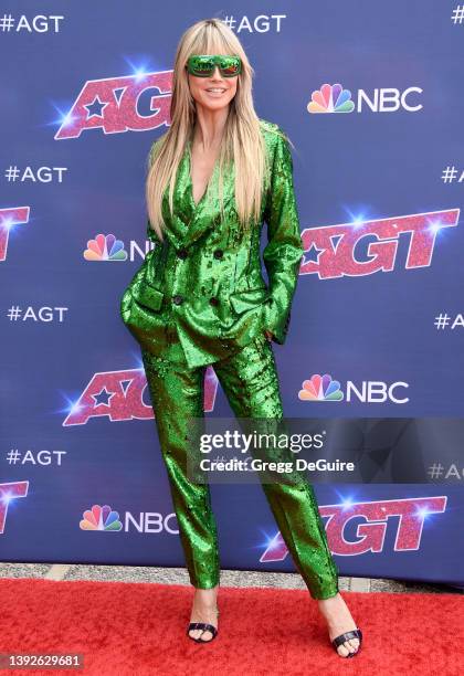 Heidi Klum attends the "America's Got Talent" Season 17 Kick-Off Red Carpet at Pasadena Civic Auditorium on April 20, 2022 in Pasadena, California.