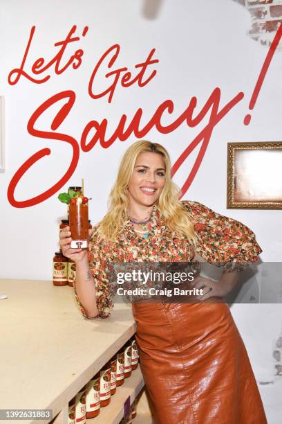 Busy Philipps gets saucy at Rao's Homemade pop-up at 579 Broadway on April 20, 2022 in New York City.