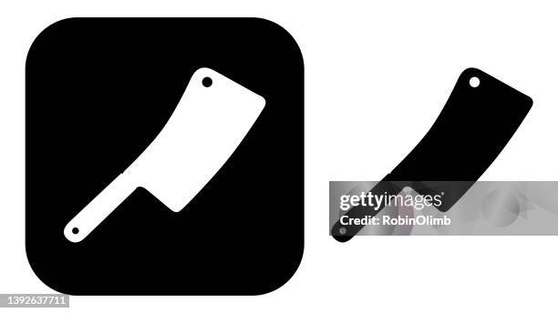 black and white meat cleaver icon - butcher knife stock illustrations