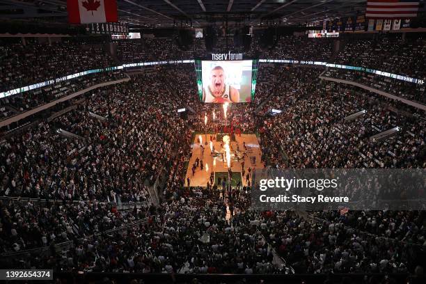 General view of the Fiserv Forum prior to Game Two of the Eastern Conference First Round Playoffs between the Milwaukee Bucks and the Chicago Bulls...