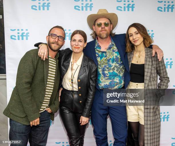 Will Greenberg, Cheryl Nichols, Arron Shiver, and Troian Bellisario arrive at the world premiere of the film "Doula" during the Seattle International...