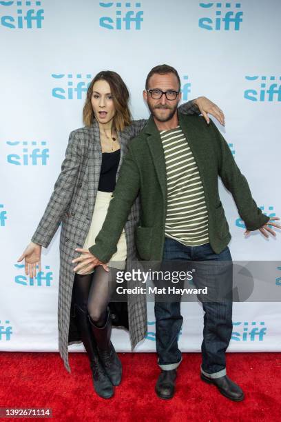 Troian Bellisario and Will Greenberg arrive at the world premiere of the film "Doula" during the Seattle International Film Festival at SIFF Uptown...