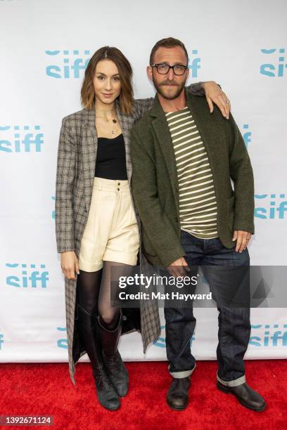 Troian Bellisario and Will Greenberg arrive at the world premiere of the film "Doula" during the Seattle International Film Festival at SIFF Uptown...