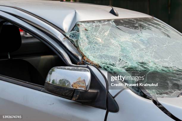 broken windshield in a car accident - busted windshield stock pictures, royalty-free photos & images