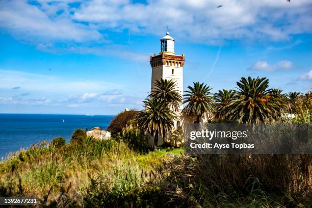 cap spartel lighthouse near tangier morocco. - tangier stock pictures, royalty-free photos & images