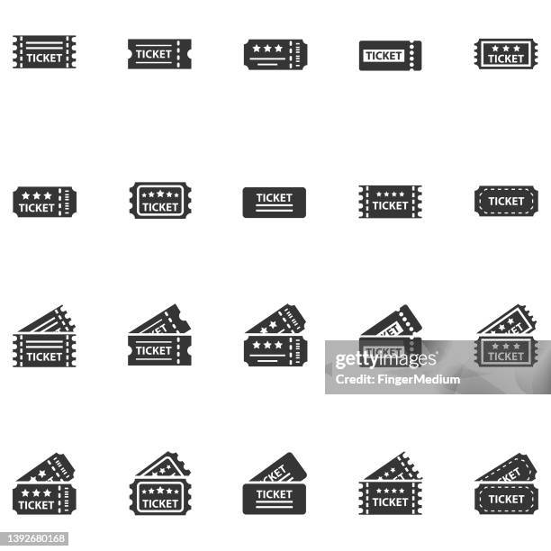 ticket icon set - concert ticket stock illustrations