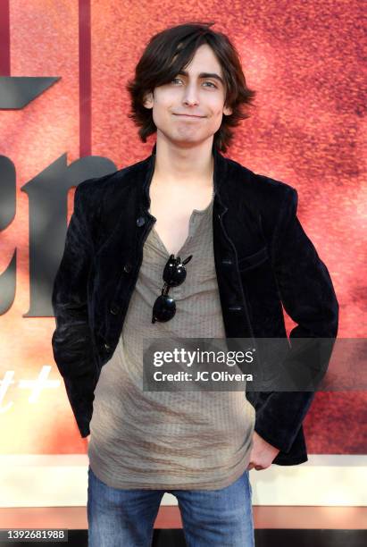 Aidan Gallagher attends the premiere for the Paramount+ new series "The Offer" at Paramount Studios on April 20, 2022 in Los Angeles, California.