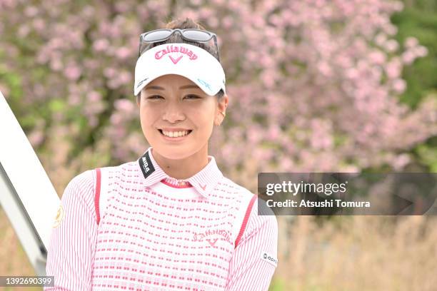 Hikari Fujita of Japan smiles ahead of Fuji Sankei Ladies Classic at Kawana Hotel Golf Course on April 21, 2022 in Ito, Shizuoka, Japan.