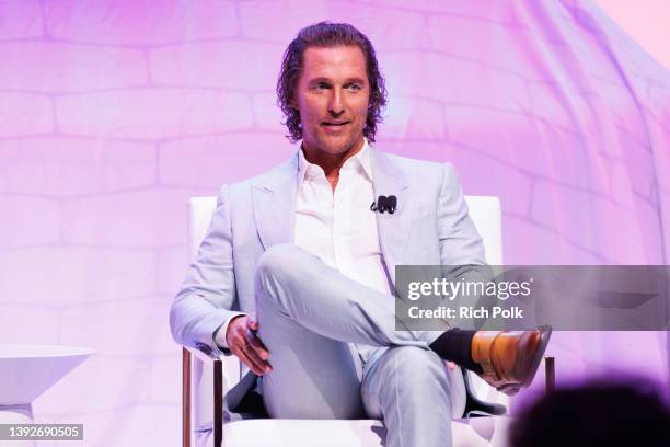Matthew McConaughey speaks on stage at the Lincoln Centennial Celebration on April 20, 2022 in Los Angeles, California.