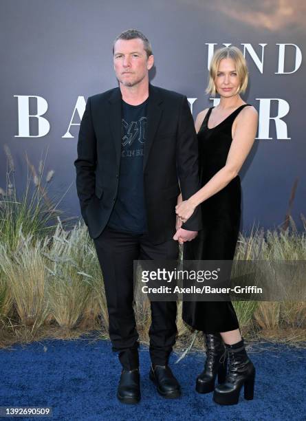 Sam Worthington and Lara Worthington attend the Premiere of FX's "Under The Banner Of Heaven" at Hollywood Athletic Club on April 20, 2022 in...