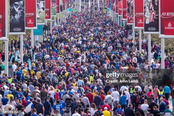 football fans on wembley way. - london football awards stock pictures, royalty-free photos & images