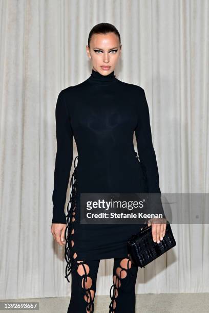 Irina Shayk attends a celebration of the Lola bag, hosted by Burberry & Riccardo Tisci on April 20, 2022 in Los Angeles, California.