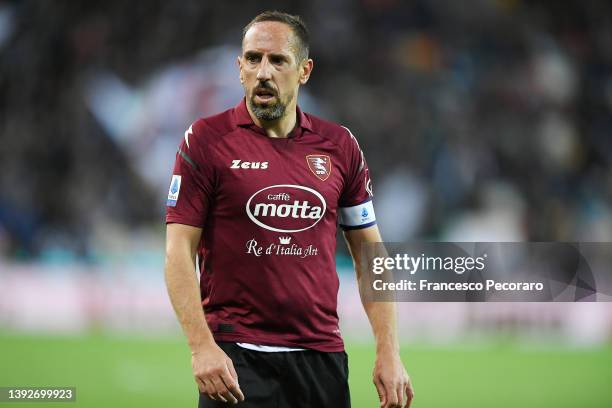 Franck Ribery of US Salernitana during the Serie A match between Udinese Calcio and US Salernitana at Dacia Arena on April 20, 2022 in Udine, Italy.