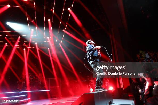 Chino Moreno of Deftones performs at The Greek Theatre on April 20, 2022 in Los Angeles, California.