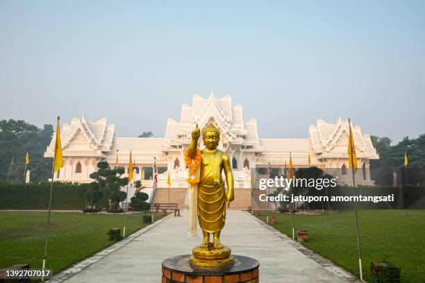 the royal thai monastery in lumbini,nepal - buddhism at lumbini stock pictures, royalty-free photos & images