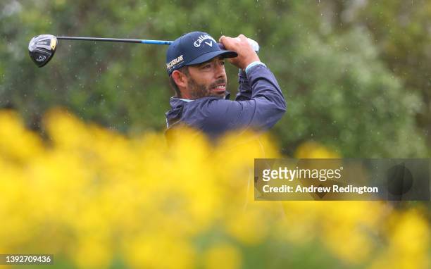 Pablo Larrazabal of Spain tees off on the 11th hole during the first round of the ISPS Handa Championship at Lakes Course, Infinitum on April 21,...
